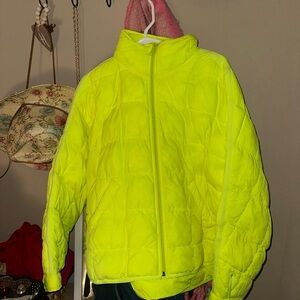Free People Neon Yellow Puffer Jacket